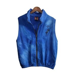 DAGOLI Canada Blue Zip-up Sleeveless Unisex Vest 100% Cotton Sz M Boho Inspired